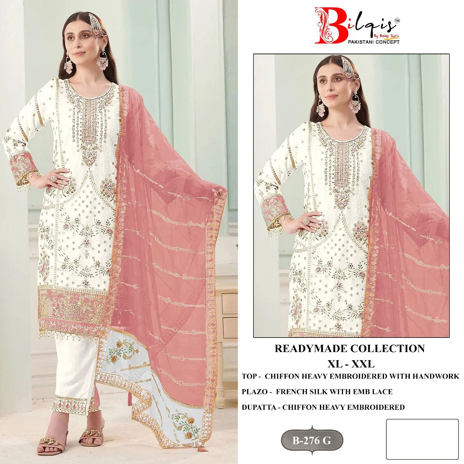 Bilqis B 276 E To H Chiffon Embroidered Salwar Kameez Collection