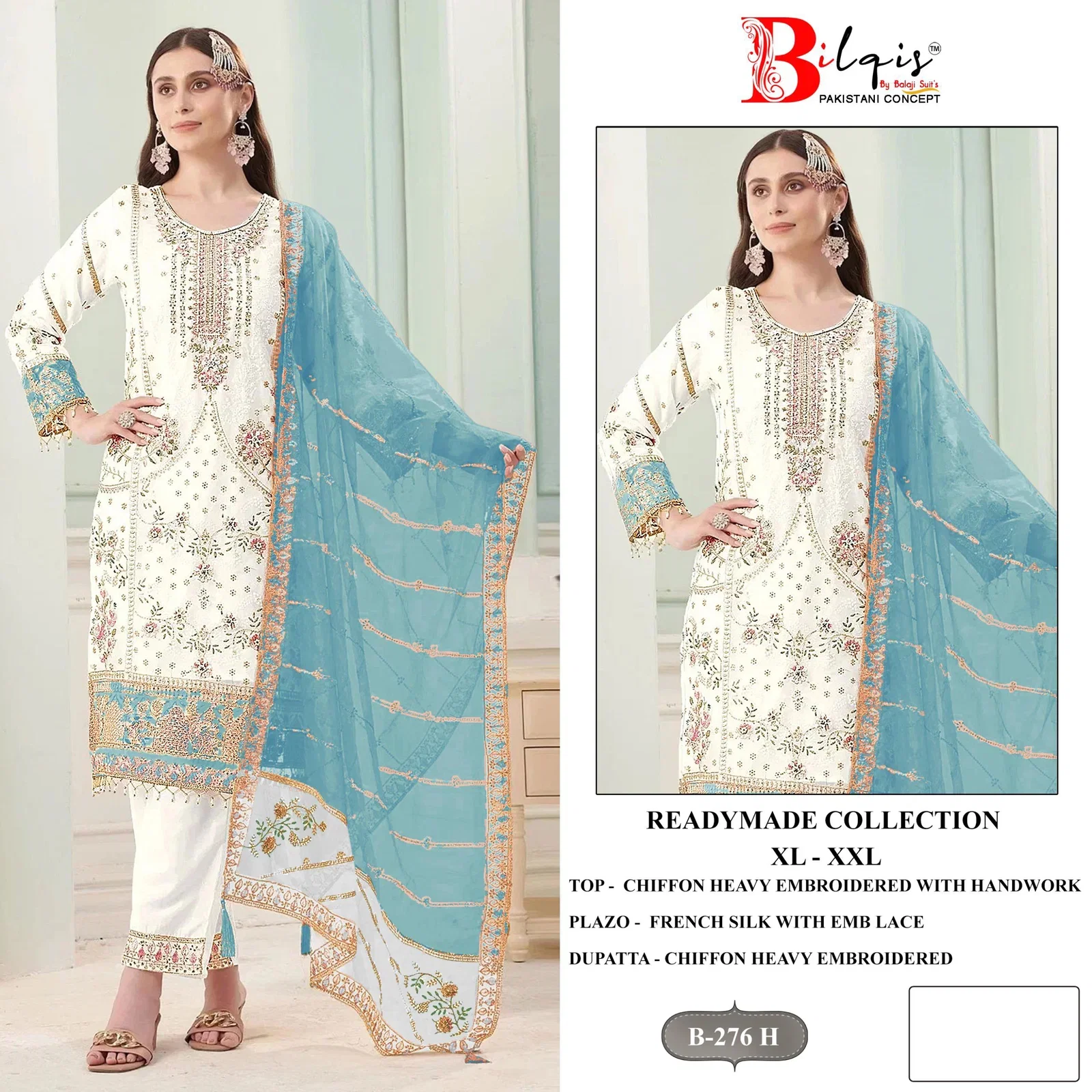 Bilqis B 276 E To H Chiffon Embroidered Salwar Kameez Collection