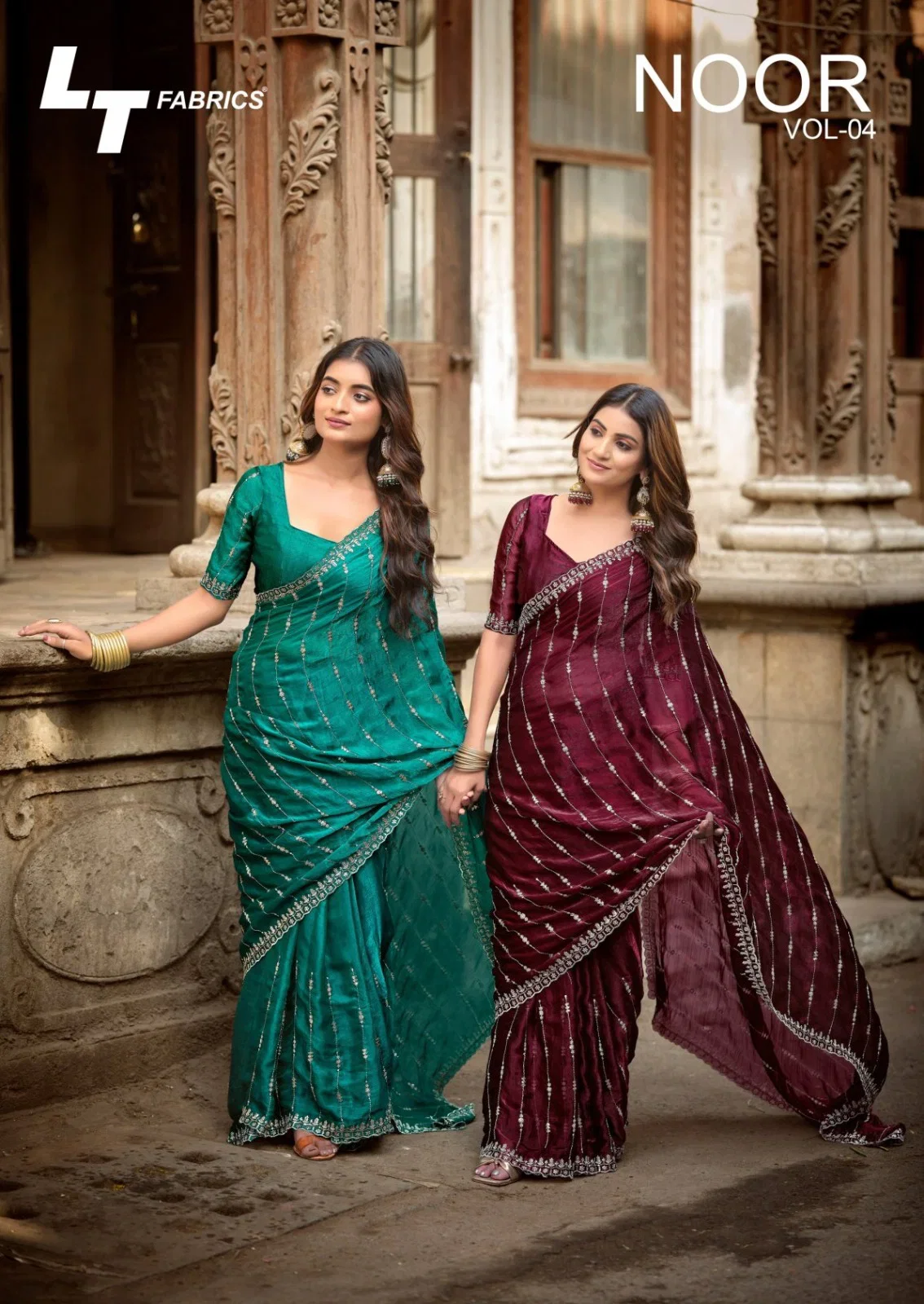 Lt Noor Vol 4 Fandy With Fancy Embroidery Work Saree Collection