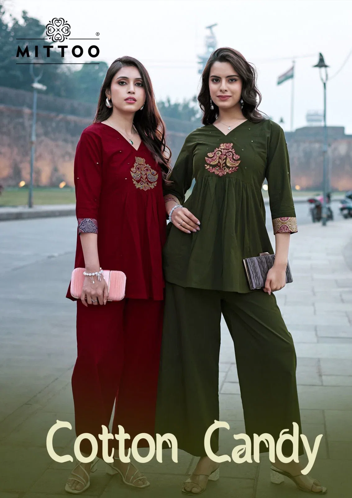 Mittoo Cotton Candy Dhabu Cotton Thread Worked Co Ord Set Collection
