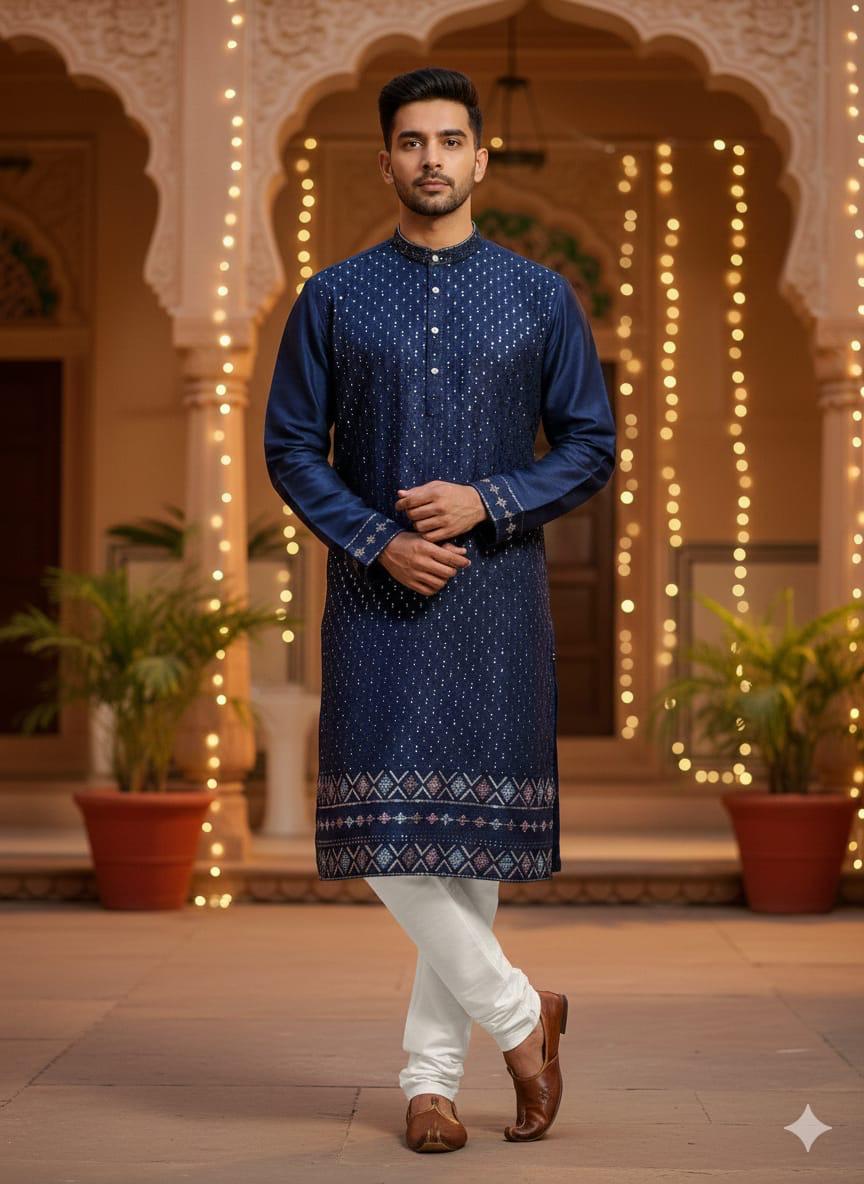 lekha Sal 24 Silk Thread Sequins Work Kurta Pajama