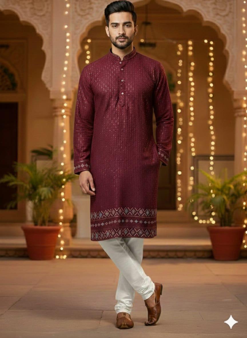 lekha Sal 24 Silk Thread Sequins Work Kurta Pajama