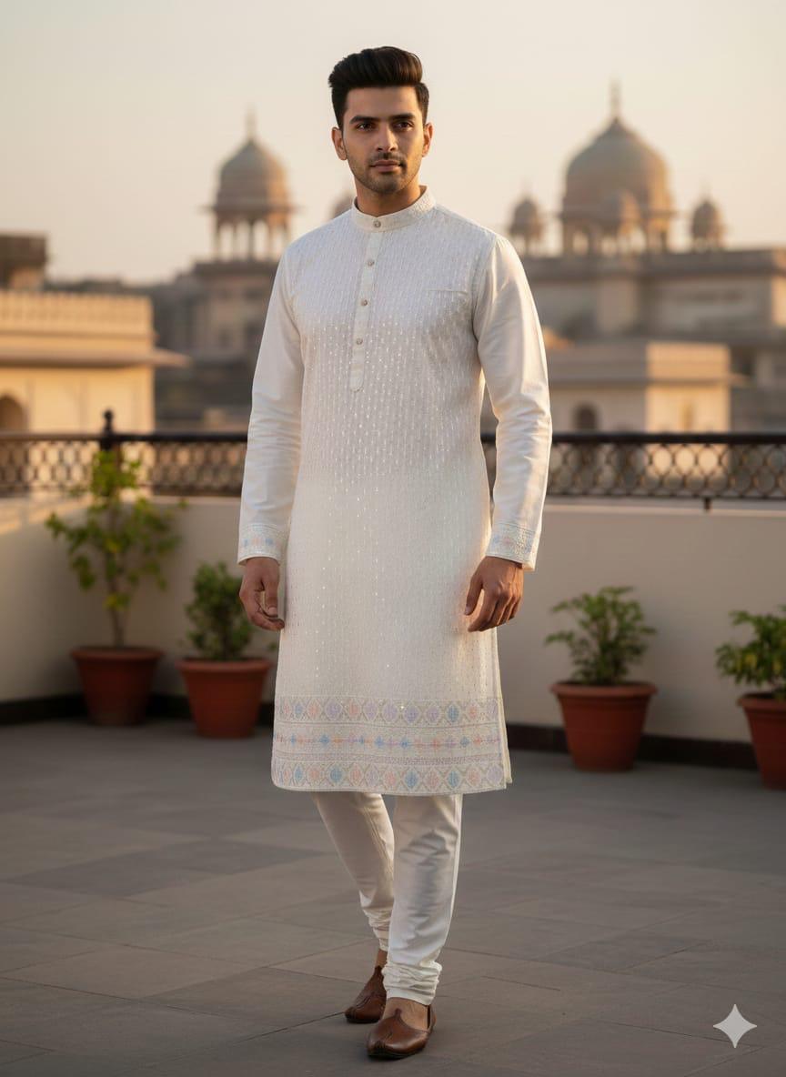 lekha Sal 24 Silk Thread Sequins Work Kurta Pajama