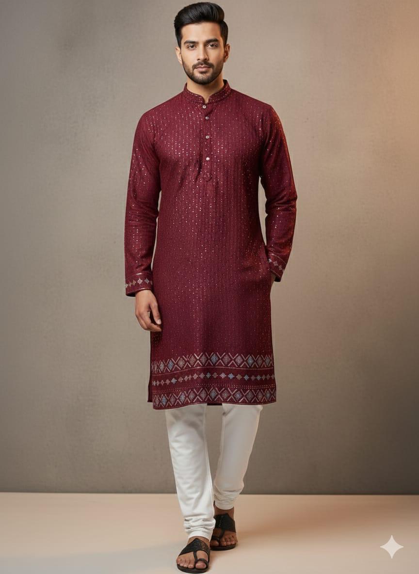 lekha Sal 24 Silk Thread Sequins Work Kurta Pajama