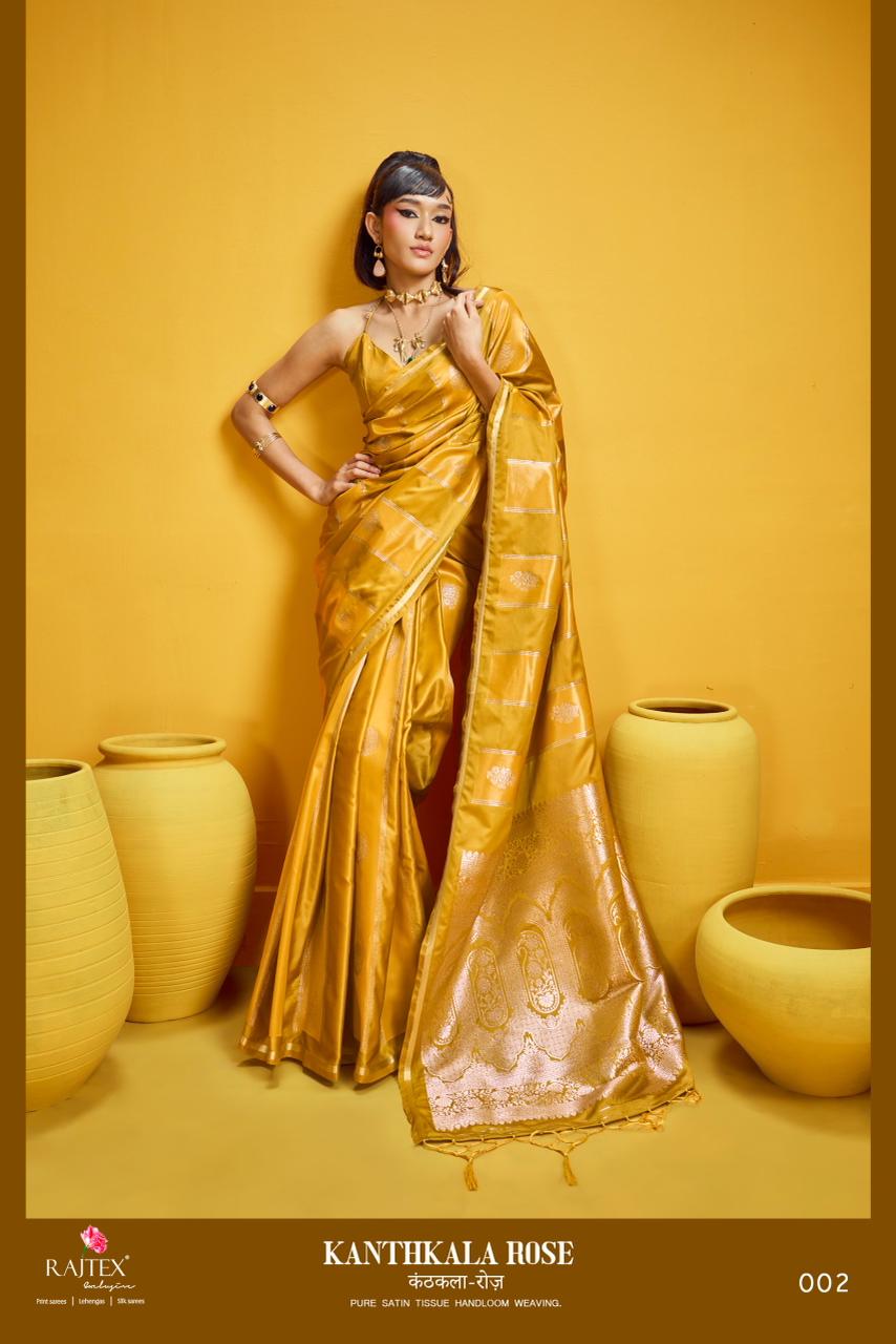 Rajtex Kanthkala Rose Satin Handloom Weaving Silk Saree Collection