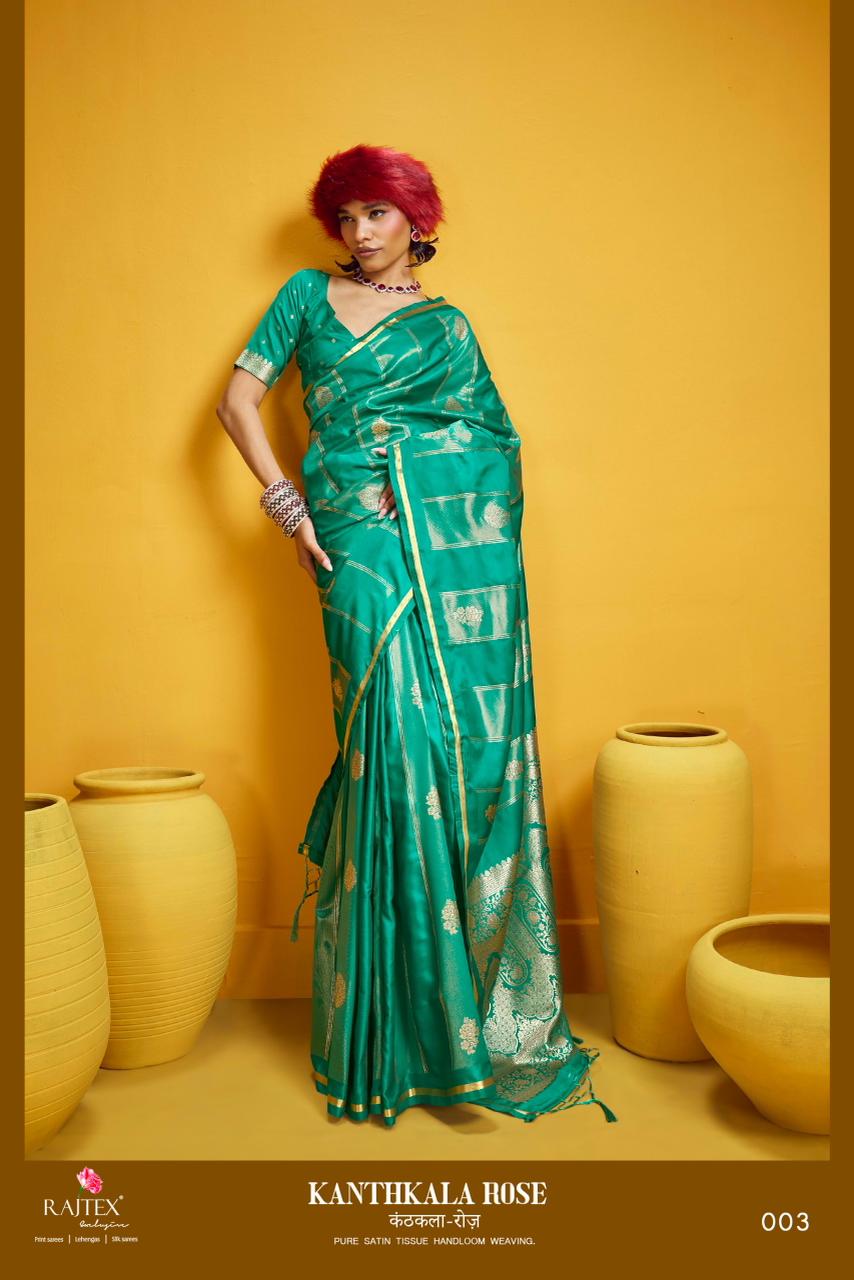 Rajtex Kanthkala Rose Satin Handloom Weaving Silk Saree Collection