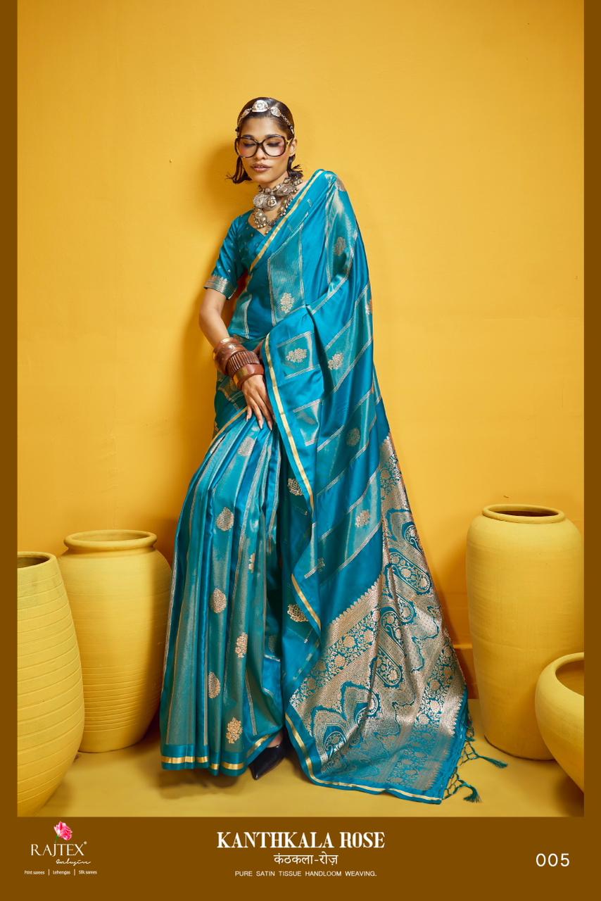 Rajtex Kanthkala Rose Satin Handloom Weaving Silk Saree Collection