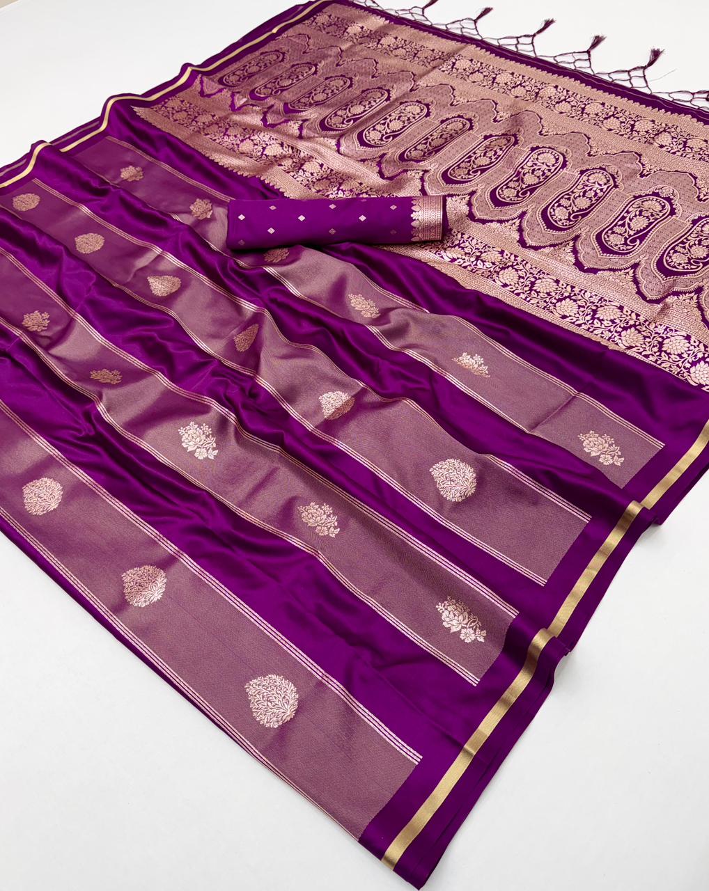 Rajtex Kanthkala Rose Satin Handloom Weaving Silk Saree Collection