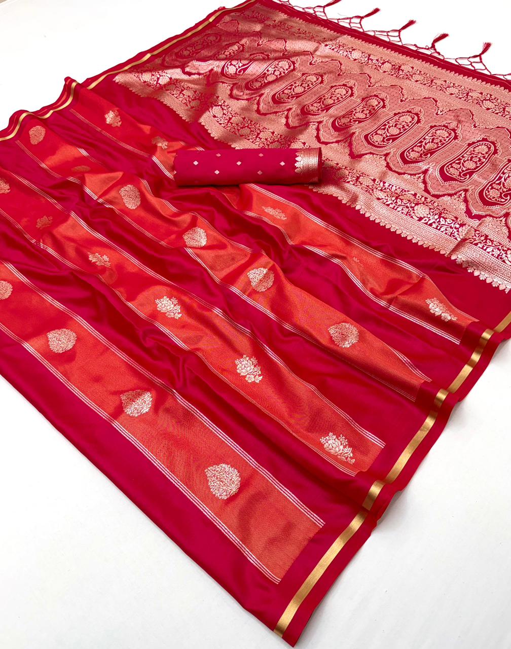 Rajtex Kanthkala Rose Satin Handloom Weaving Silk Saree Collection