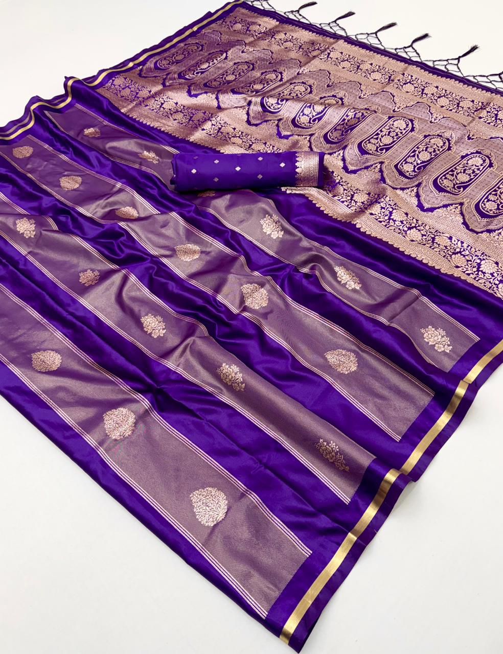 Rajtex Kanthkala Rose Satin Handloom Weaving Silk Saree Collection