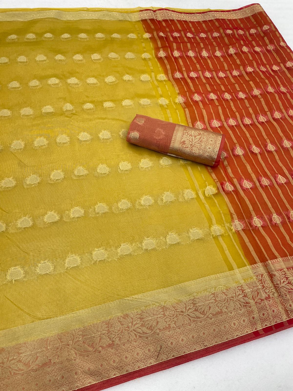 NCO 166 Kora Organza Jacquard With Zari Weaving Saree