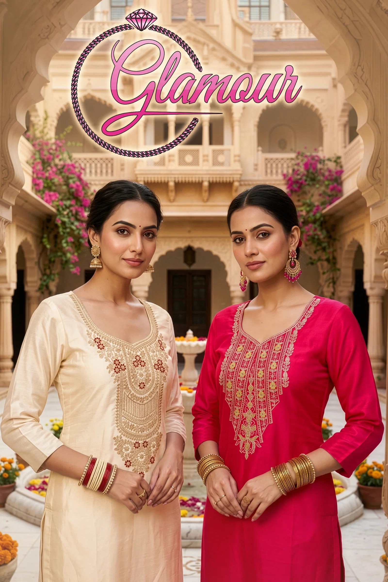 Dnp Glamour Roman Glass Top Bottom With Dupatta
