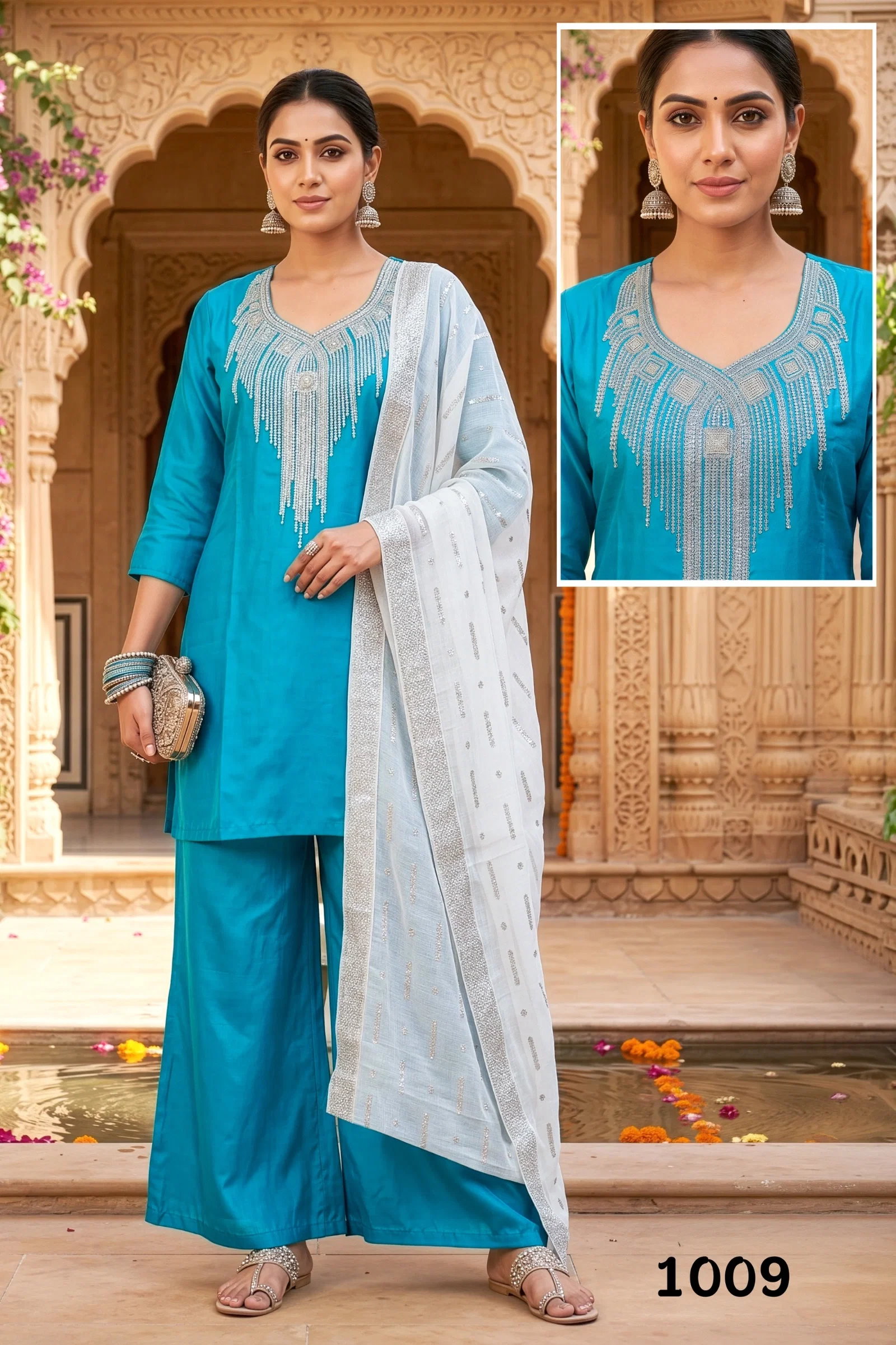 Dnp Glamour Roman Glass Top Bottom With Dupatta