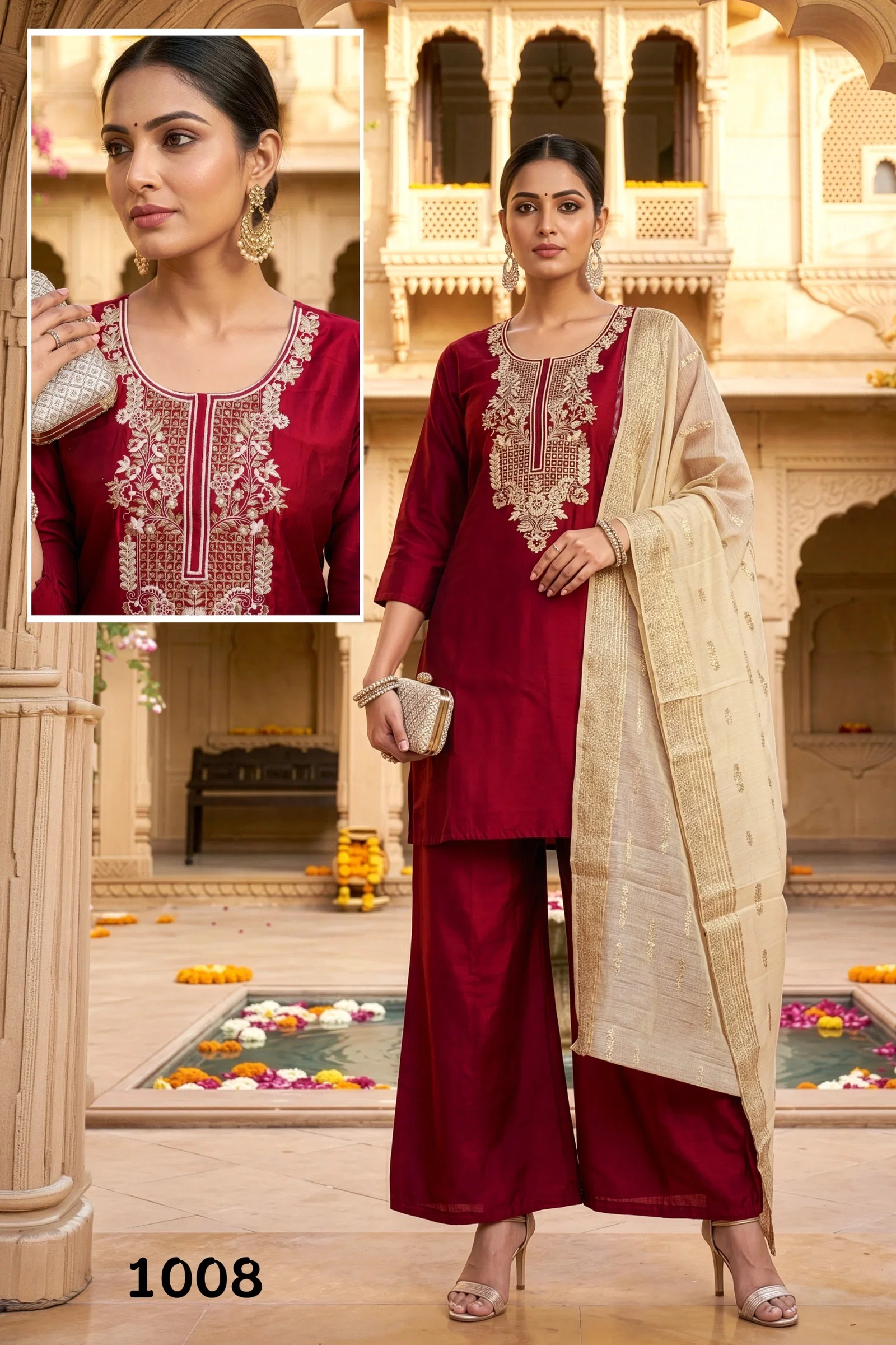 Dnp Glamour Roman Glass Top Bottom With Dupatta