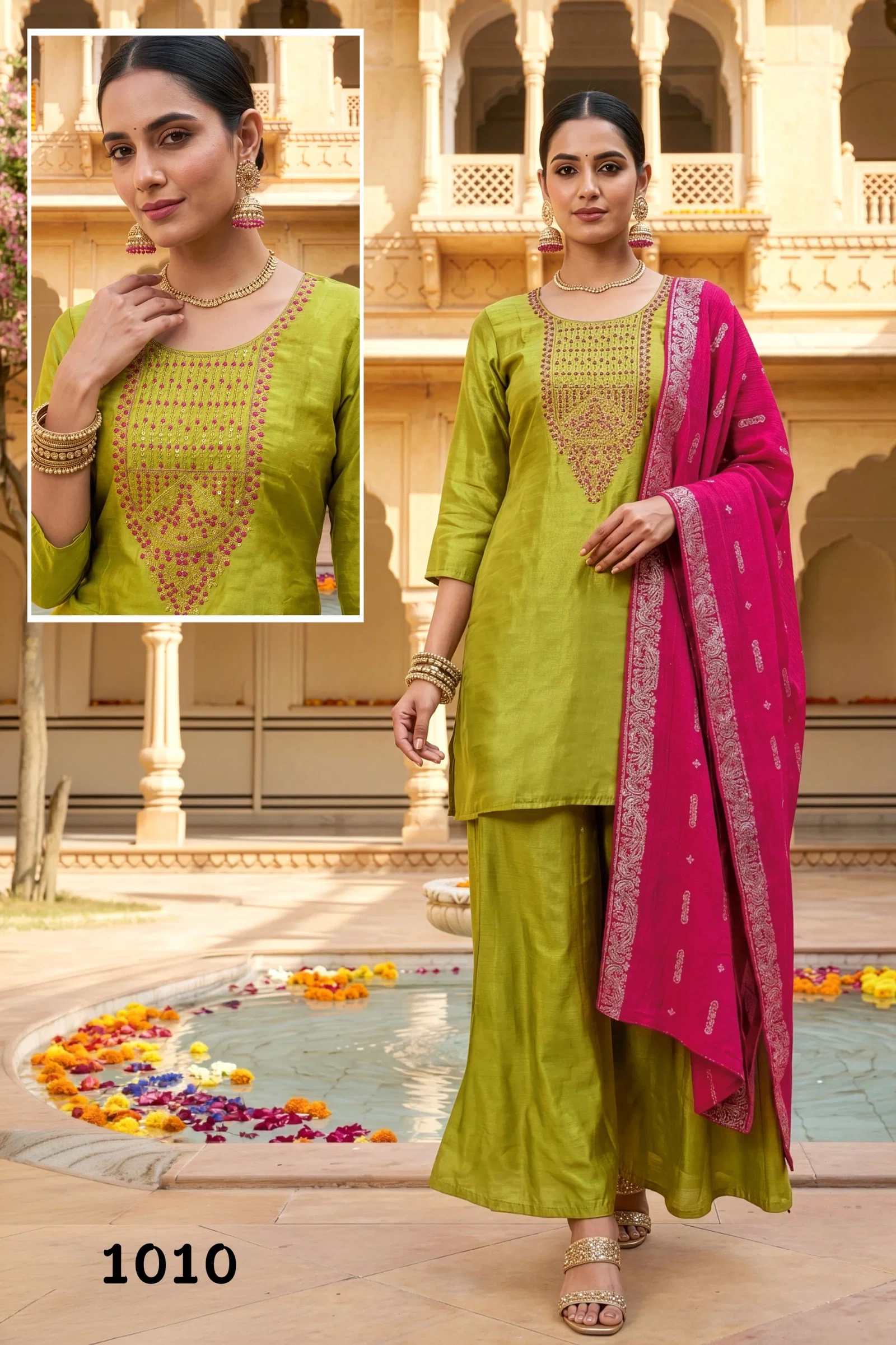 Dnp Glamour Roman Glass Top Bottom With Dupatta