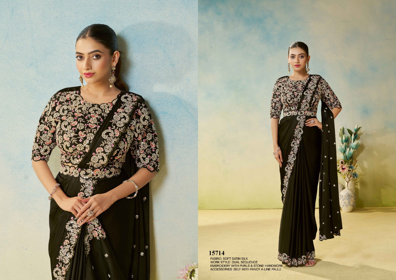 Mahotsav Mohmanthan 15700 Odyssey Satin Silk Designer Saree Collection