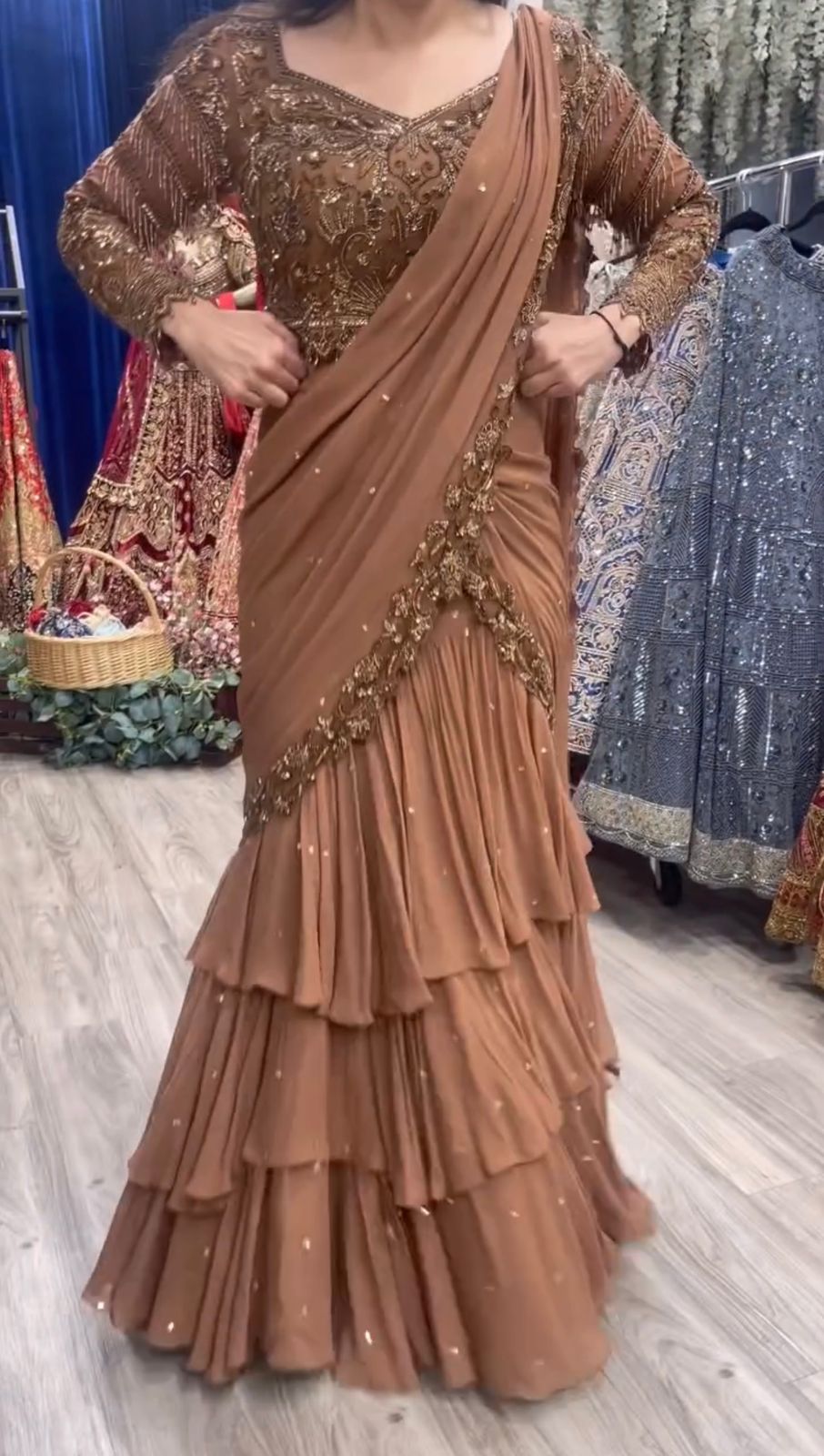 Glory 6489 Foux Gorgette Reday to Wear Lehengha Saree