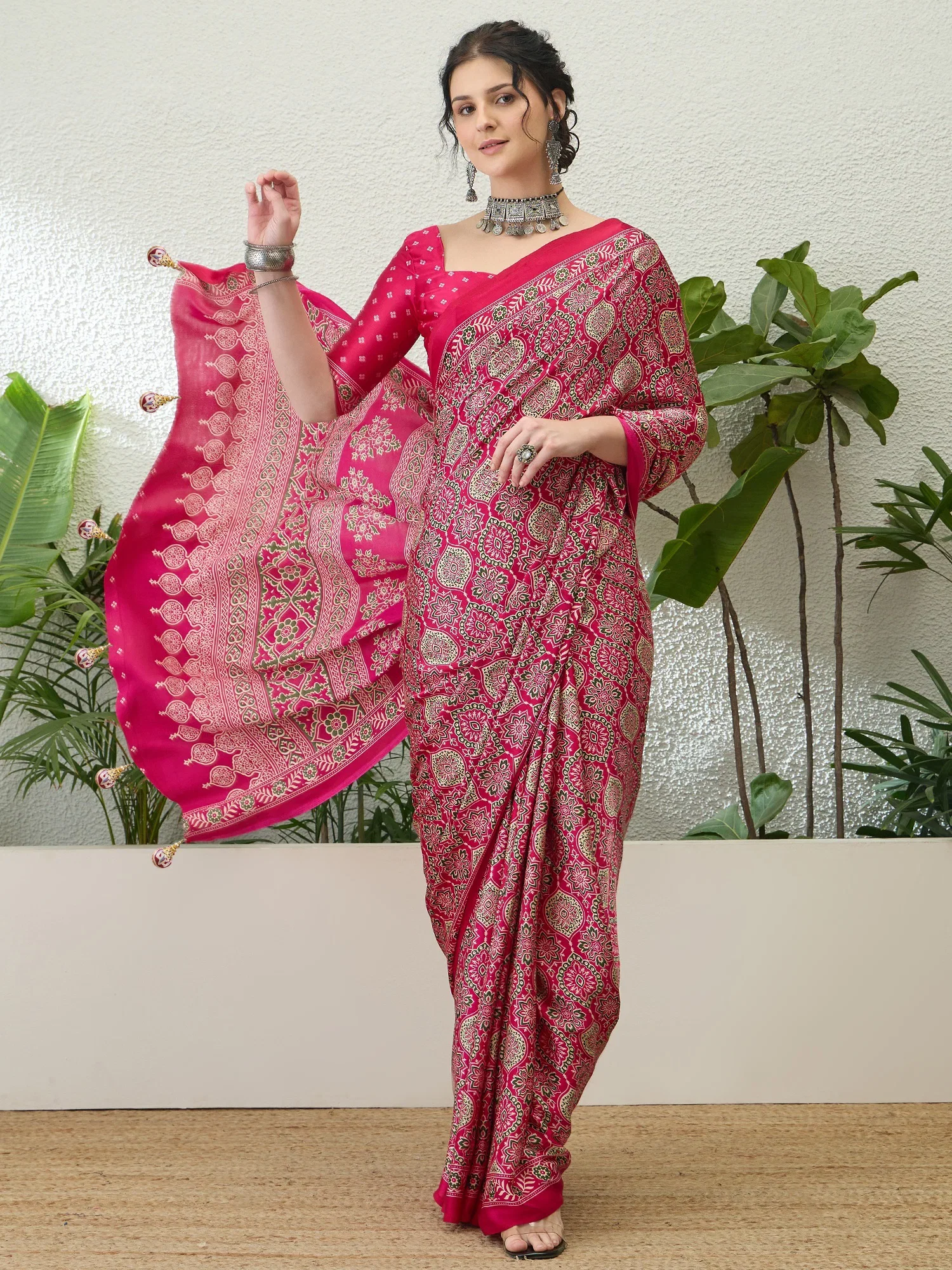 Lux Vol 16 Semi Modal Ajrakh Printed Saree Collection