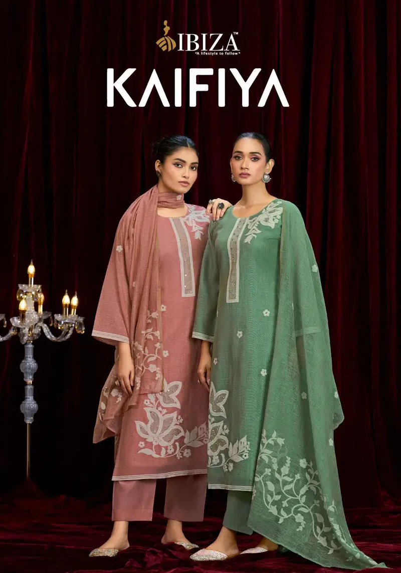 Ibiza Kaifiya Linen Cotton Jacquard Work Salwar Kameez Collection