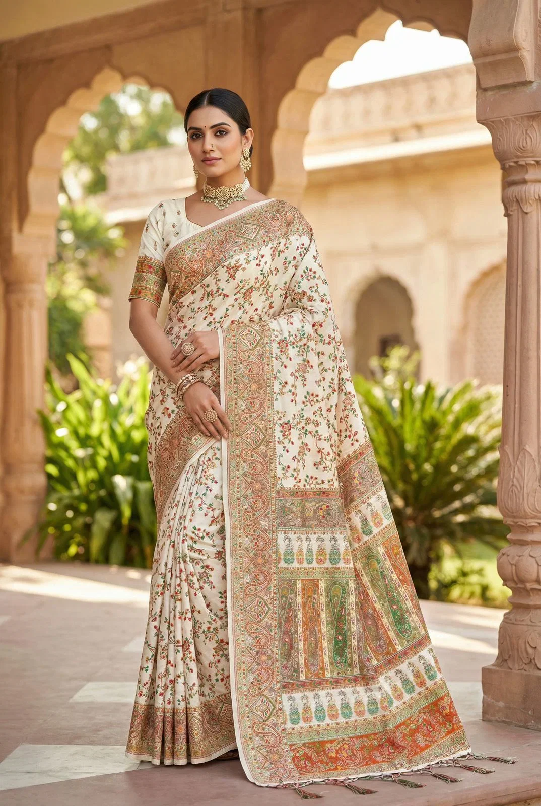 Mb White Pashmina Vol 1 Soft Rajwadi Silk Weaving Saree Collection