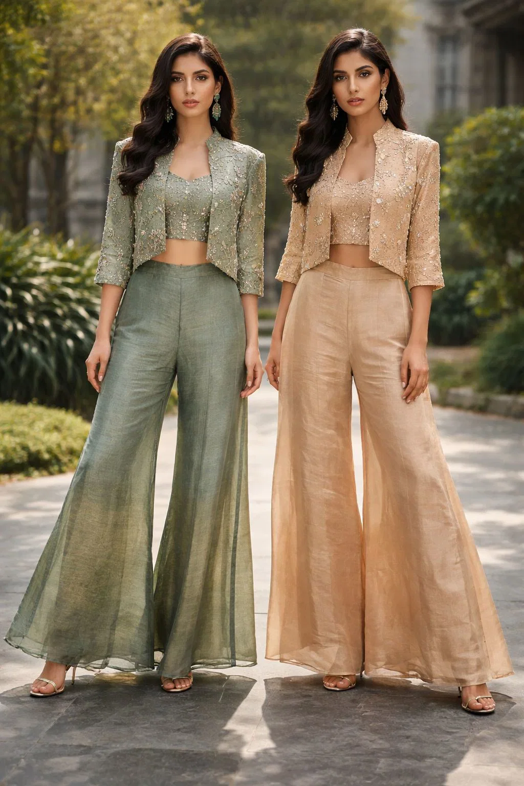 Naisha K 876 Pure Tissue Handworked Top Bottom With Jacket