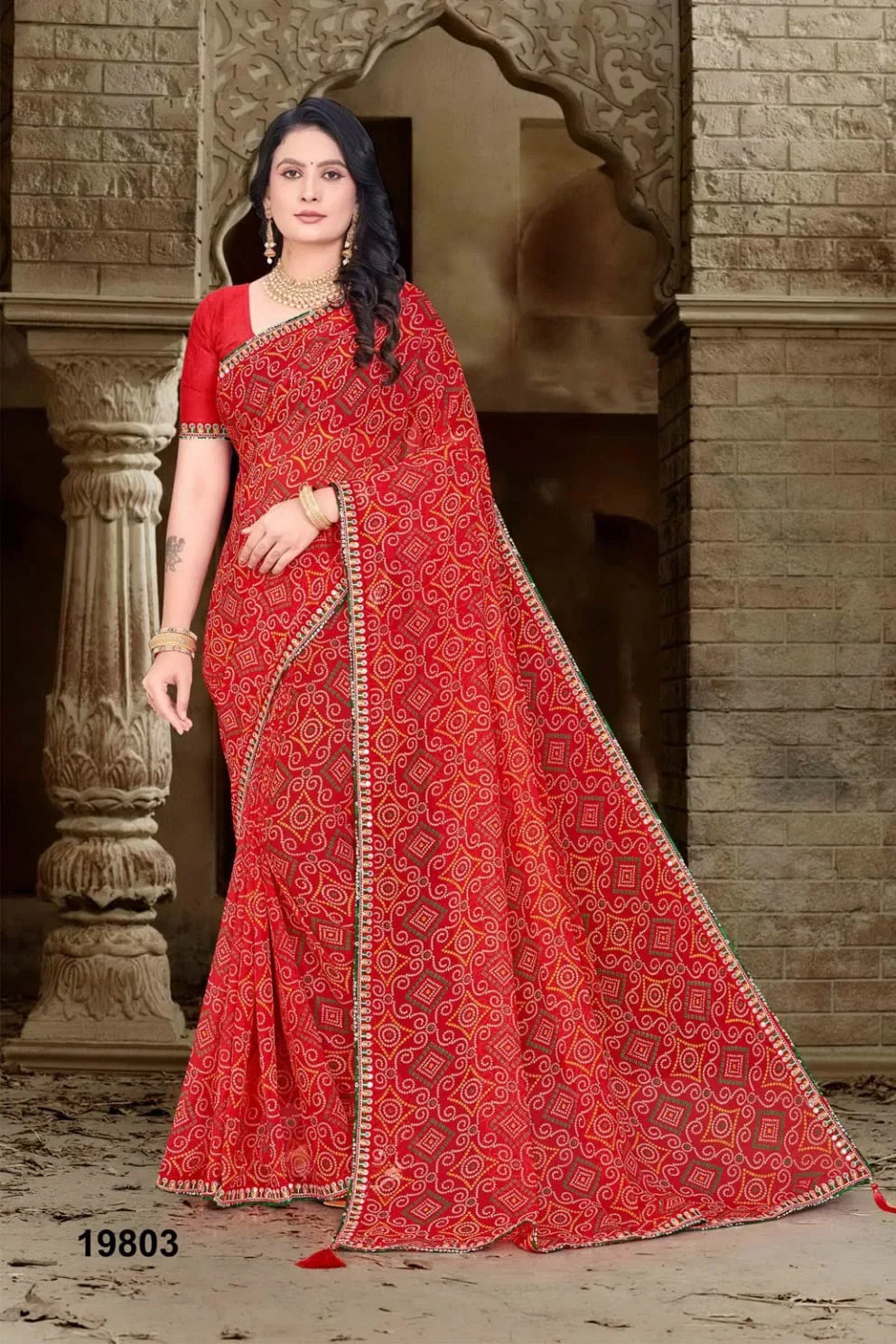 Jalnidhi Anjali Georgette Bandhani Printed Saree Collection