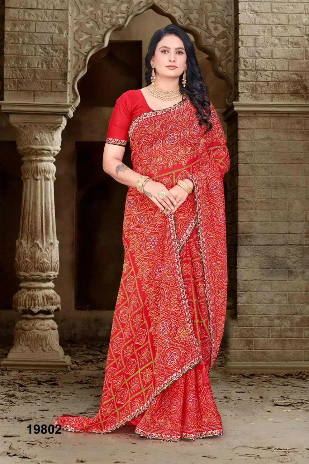 Jalnidhi Anjali Georgette Bandhani Printed Saree Collection