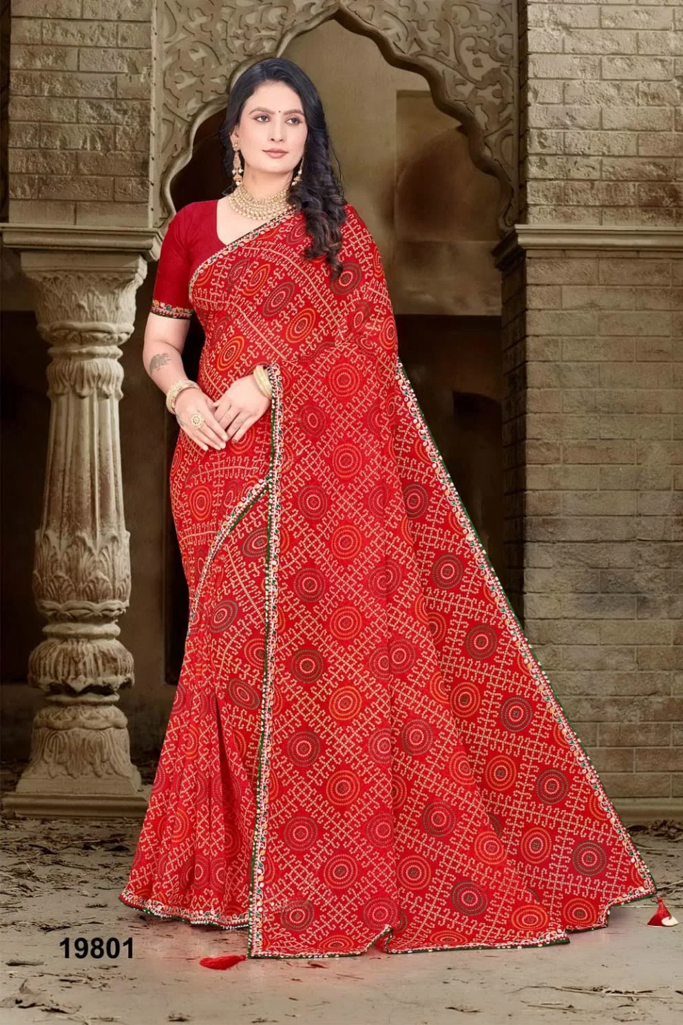 Jalnidhi Anjali Georgette Bandhani Printed Saree Collection