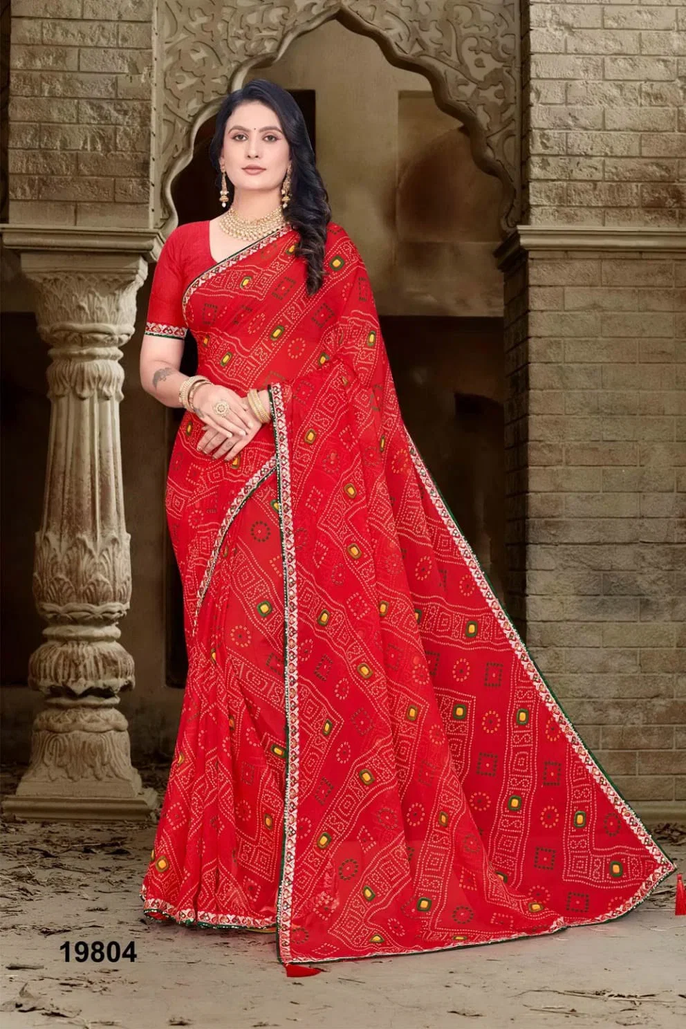 Jalnidhi Anjali Georgette Bandhani Printed Saree Collection