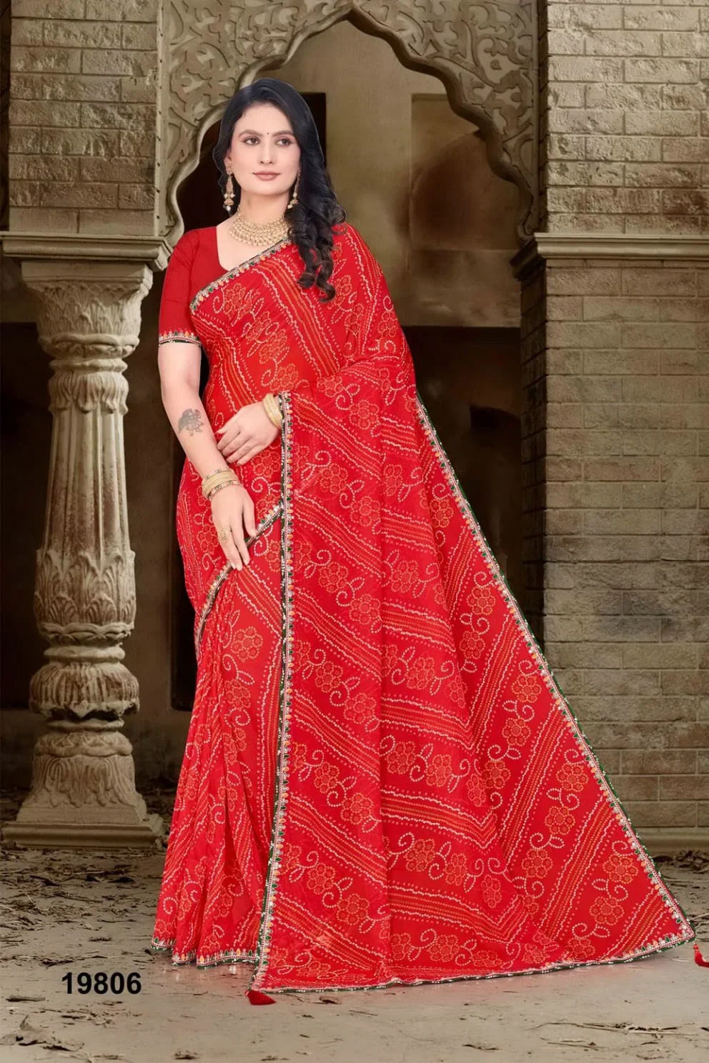 Jalnidhi Anjali Georgette Bandhani Printed Saree Collection