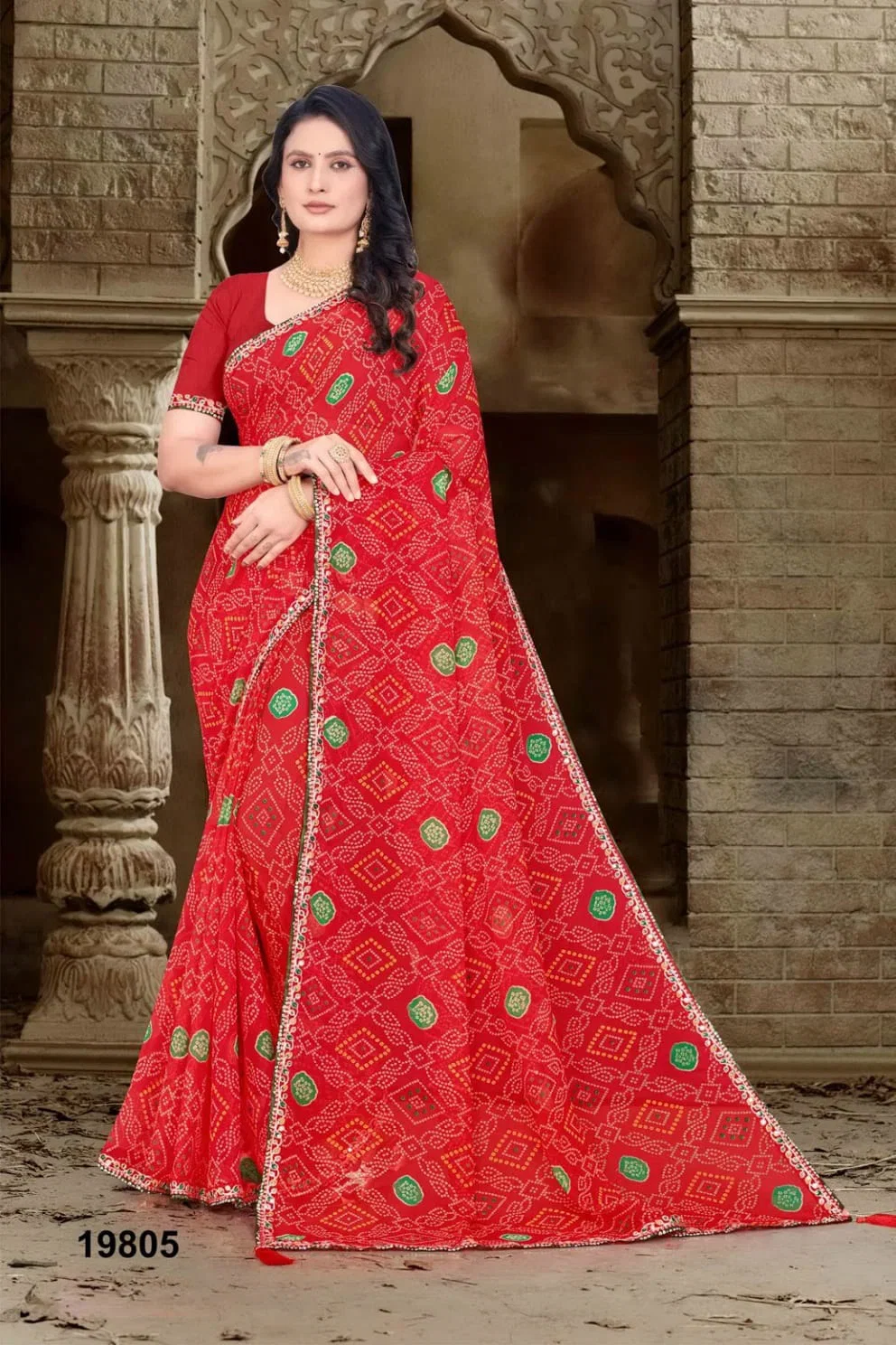 Jalnidhi Anjali Georgette Bandhani Printed Saree Collection