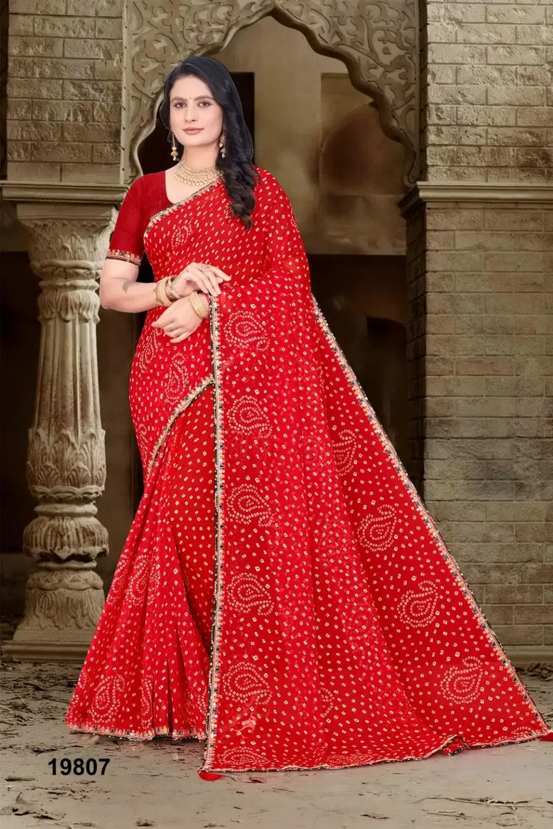Jalnidhi Anjali Georgette Bandhani Printed Saree Collection