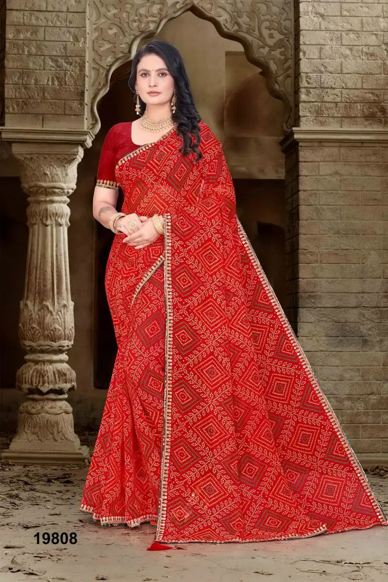 Jalnidhi Anjali Georgette Bandhani Printed Saree Collection