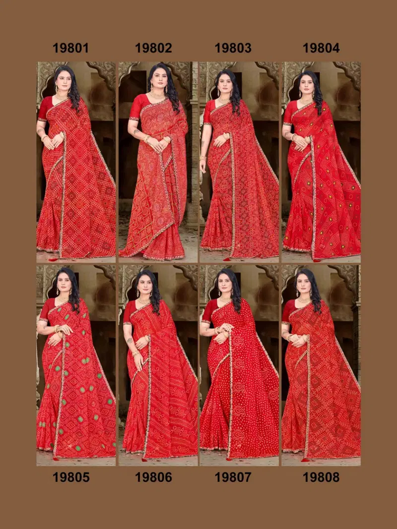 Jalnidhi Anjali Georgette Bandhani Printed Saree Collection