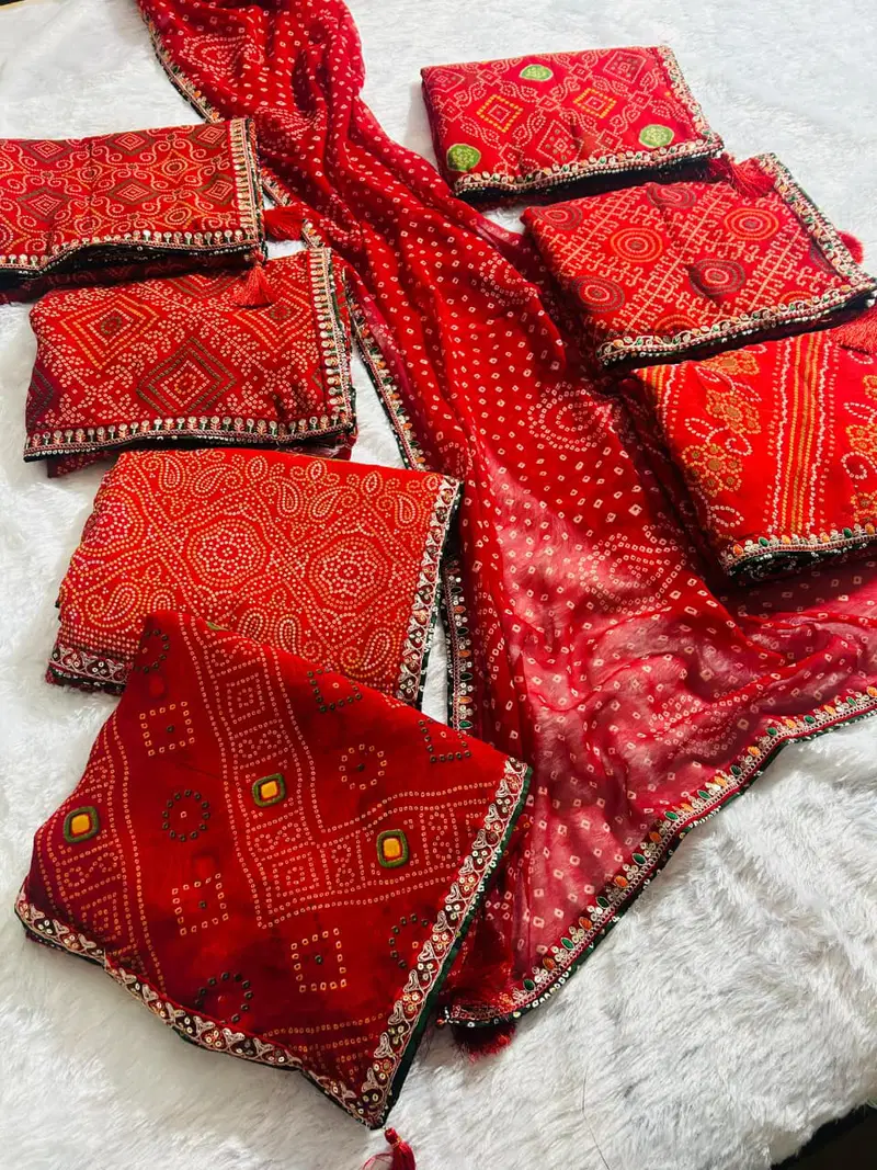 Jalnidhi Anjali Georgette Bandhani Printed Saree Collection