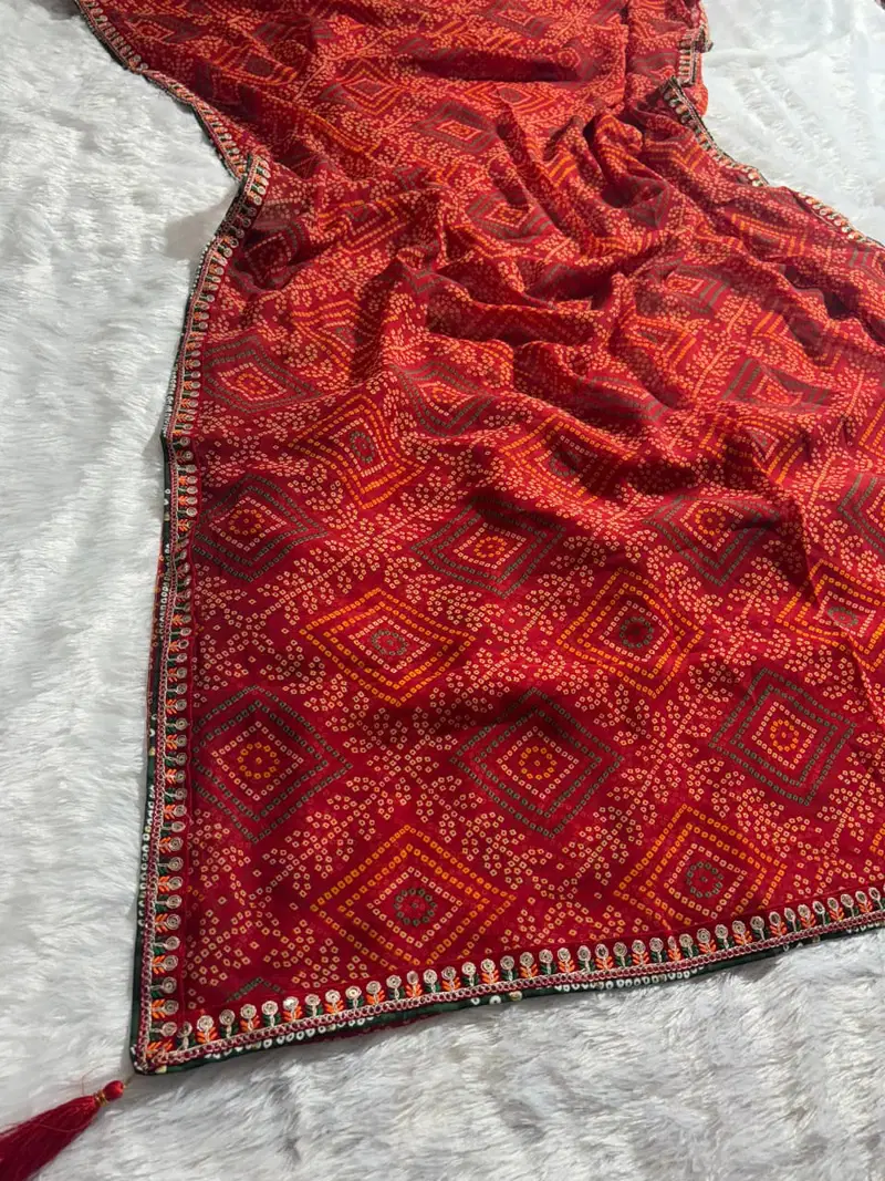 Jalnidhi Anjali Georgette Bandhani Printed Saree Collection