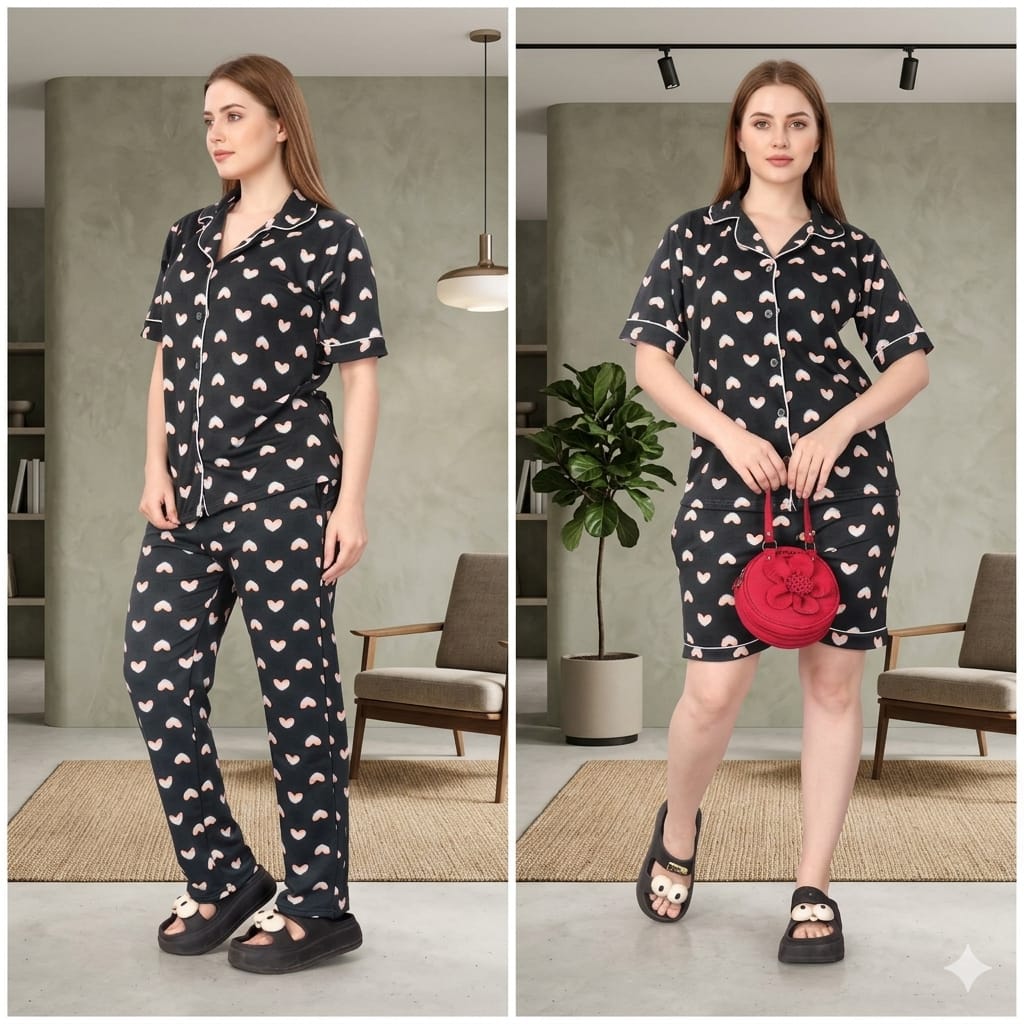 Lekha Sal 25 Premium Lycra Cotton Daily Wear 3 Piece Night Dress