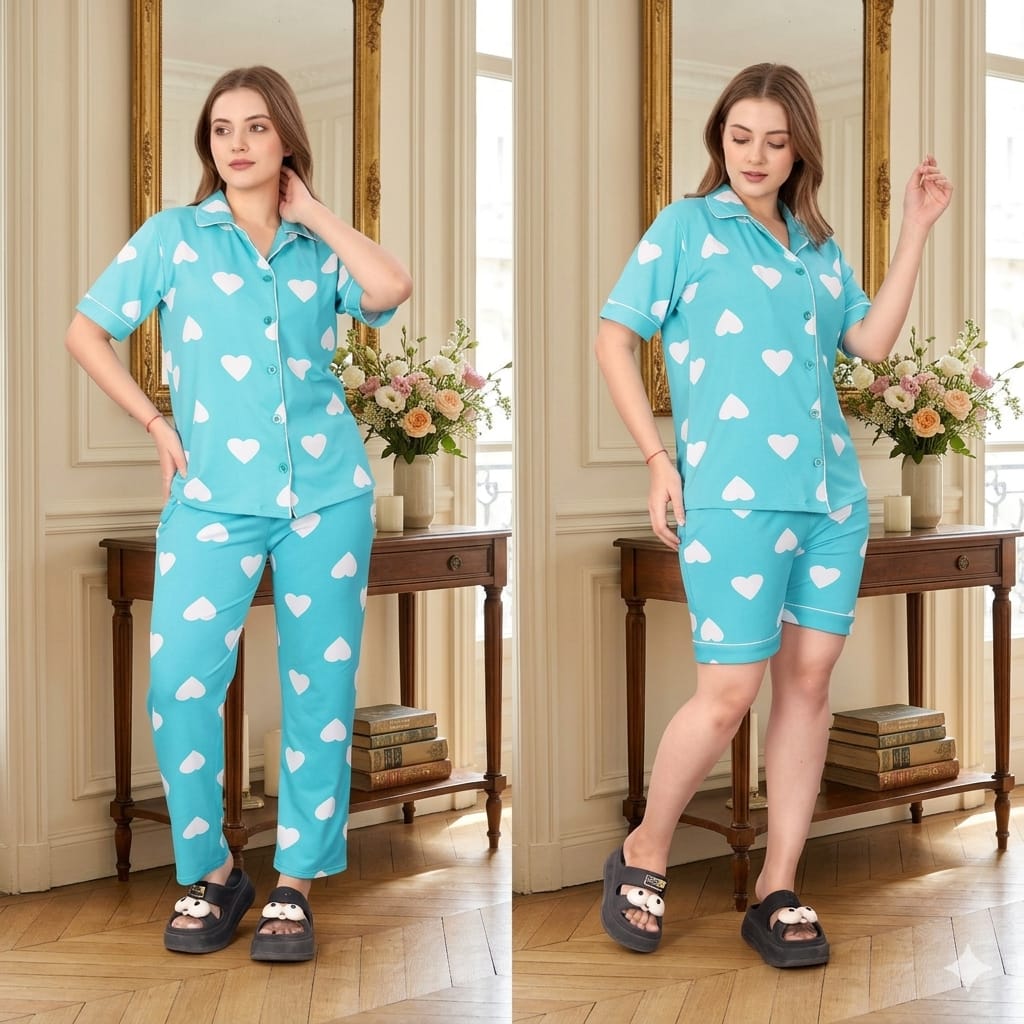Lekha Sal 25 Premium Lycra Cotton Daily Wear 3 Piece Night Dress