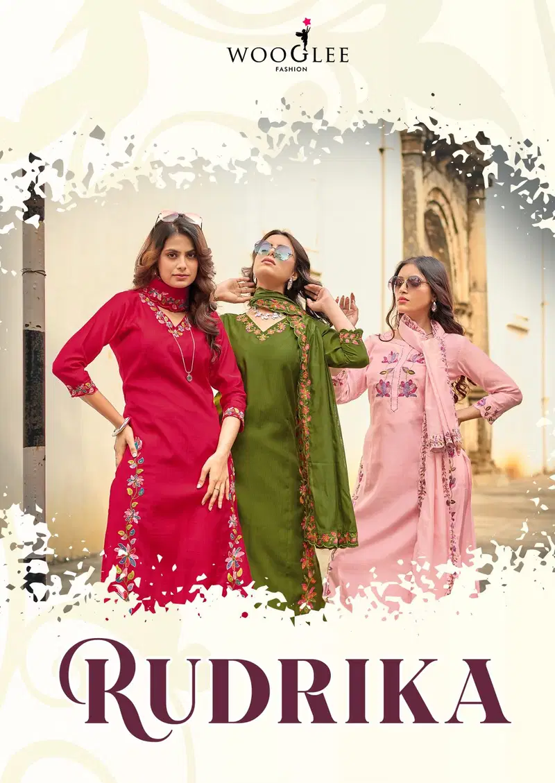 Wooglee Rudrika Viscose Weaving Thread Worked Kurti With Bottom Dupatta
