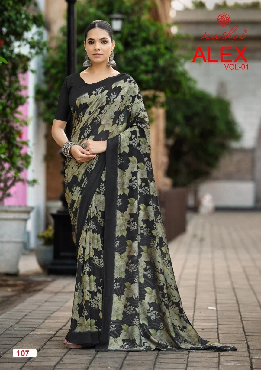 Kashvi Alex Vol 1 Black Vichitra Printed Saree