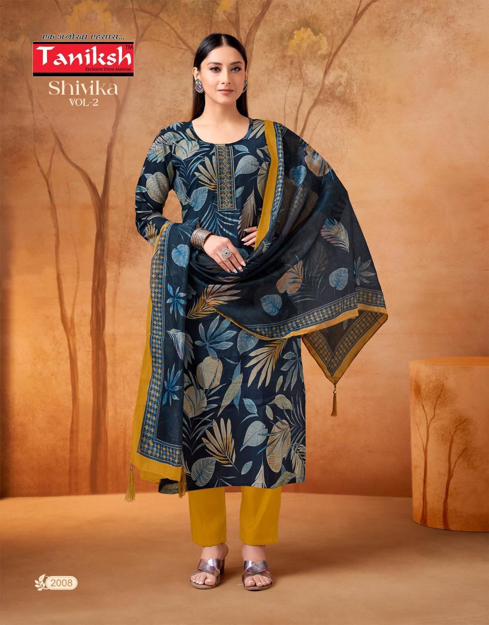 Taniksh Shivika Vol 2 Muslin Print With Embroidery Work Top With Bottom And Dupatta