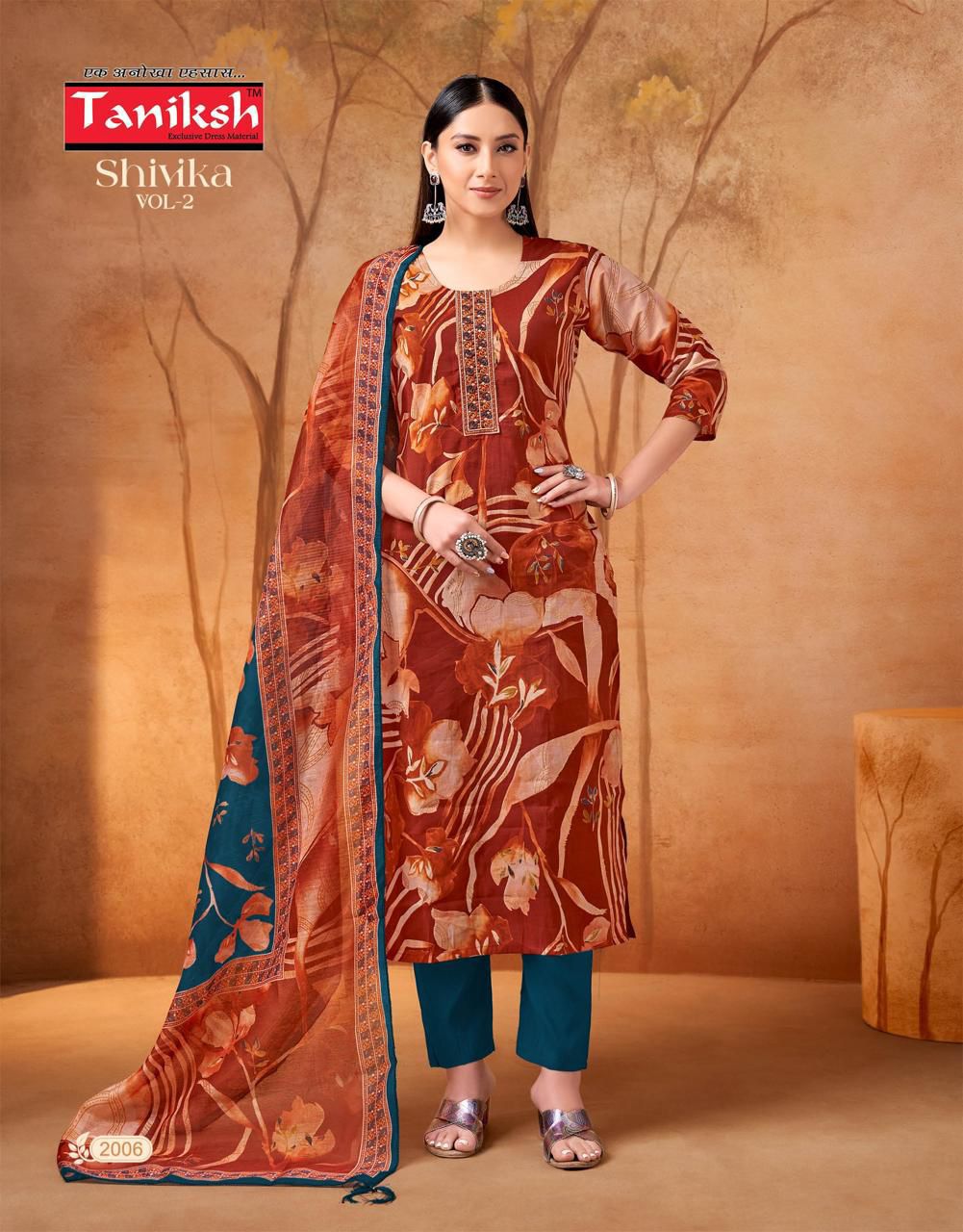 Taniksh Shivika Vol 2 Muslin Print With Embroidery Work Top With Bottom And Dupatta