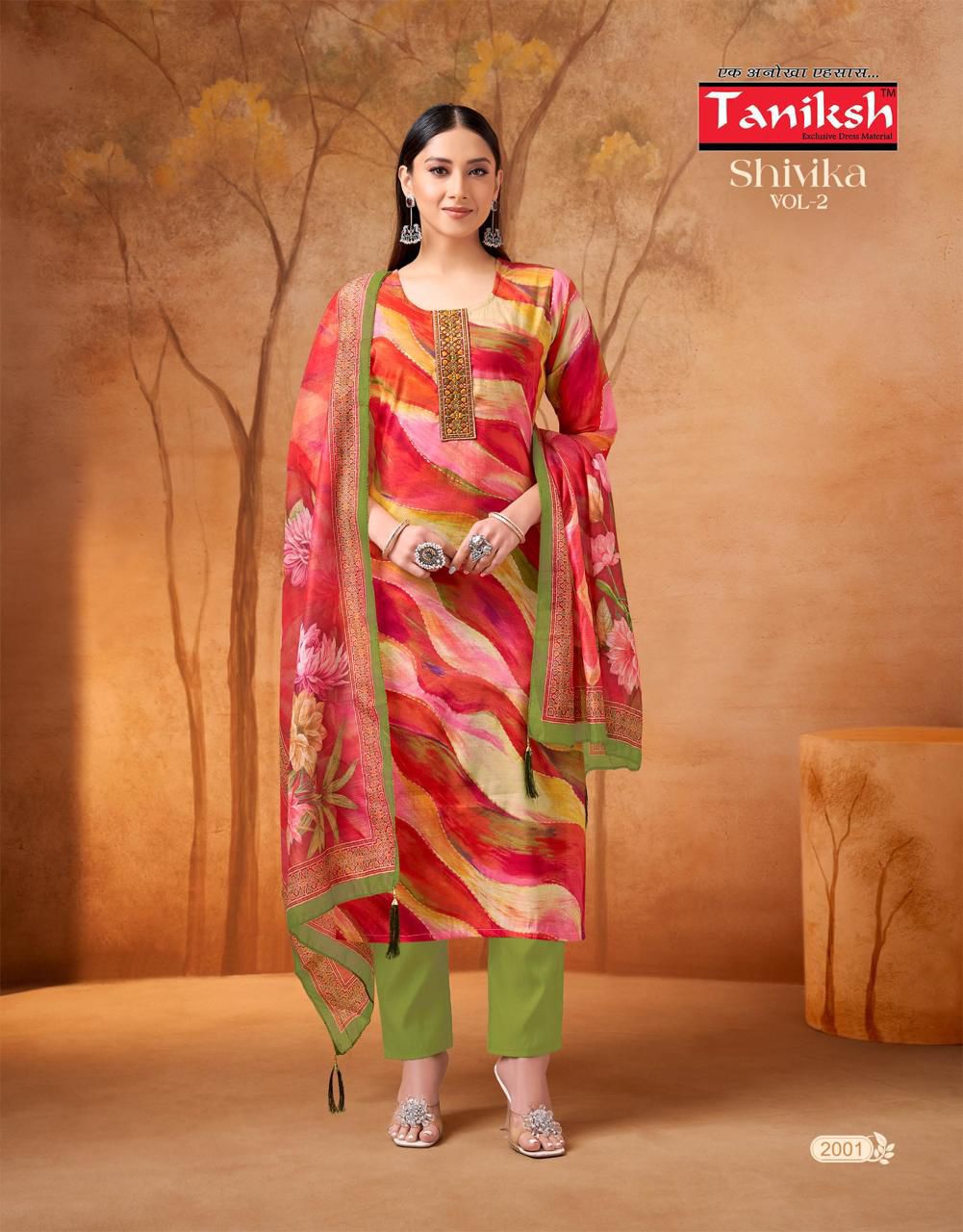Taniksh Shivika Vol 2 Muslin Print With Embroidery Work Top With Bottom And Dupatta