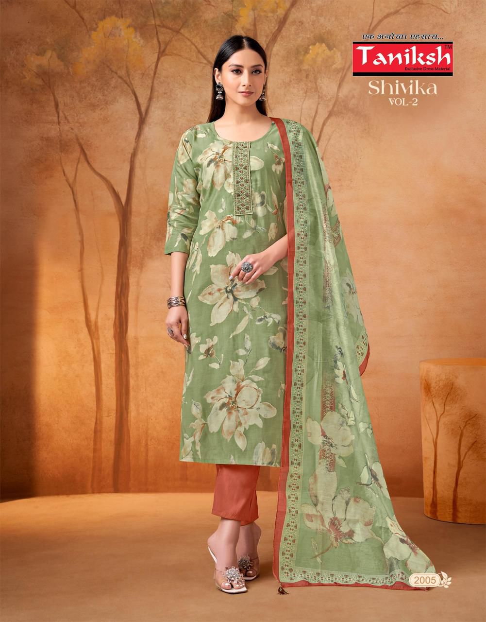 Taniksh Shivika Vol 2 Muslin Print With Embroidery Work Top With Bottom And Dupatta