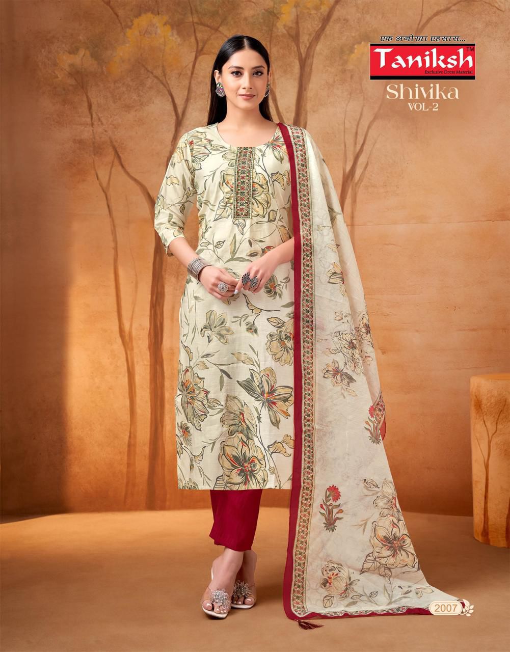 Taniksh Shivika Vol 2 Muslin Print With Embroidery Work Top With Bottom And Dupatta