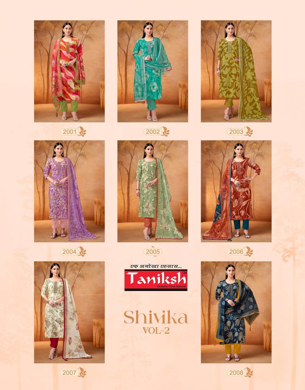 Taniksh Shivika Vol 2 Muslin Print With Embroidery Work Top With Bottom And Dupatta