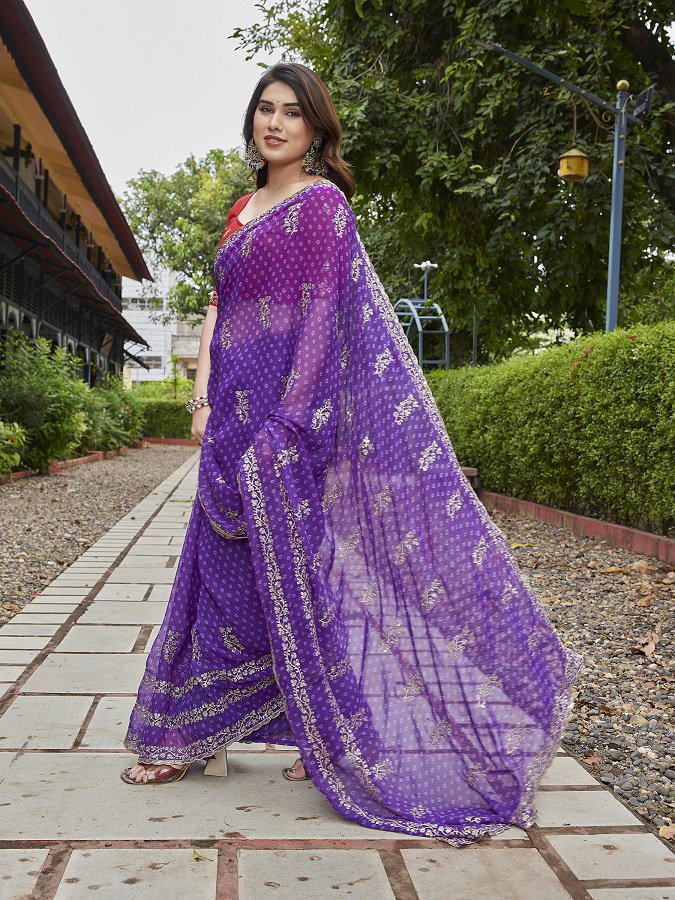 Mahek 222 Party Wear Bandhani Printed Georgette Saree with Un Stitched Blouse