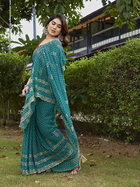 Mahek 222 Party Wear Bandhani Printed Georgette Saree with Un Stitched Blouse