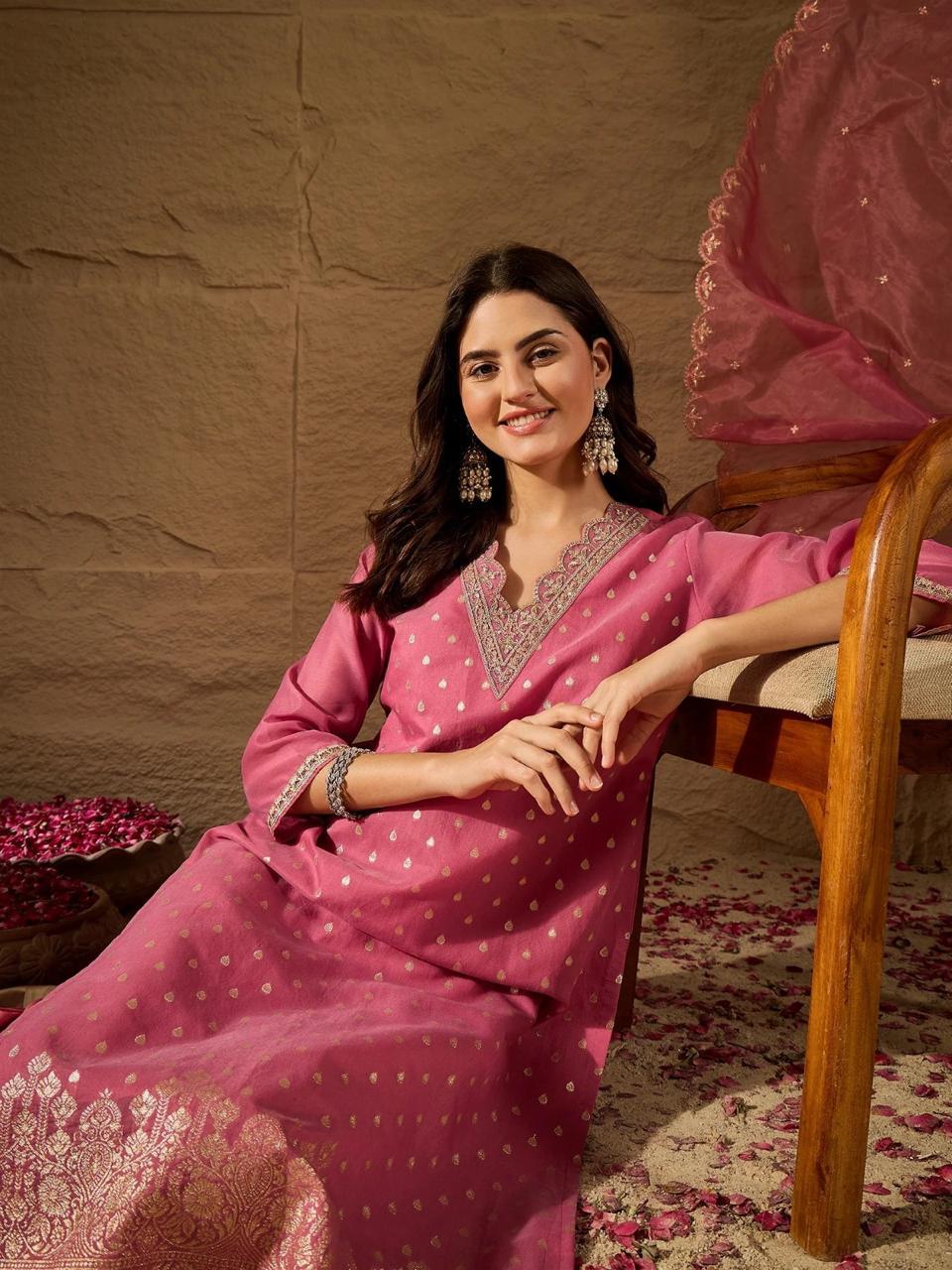 Navya Kurti 242 Party Wear Zari Weaving Jauqard Top with Pant and Dupatta