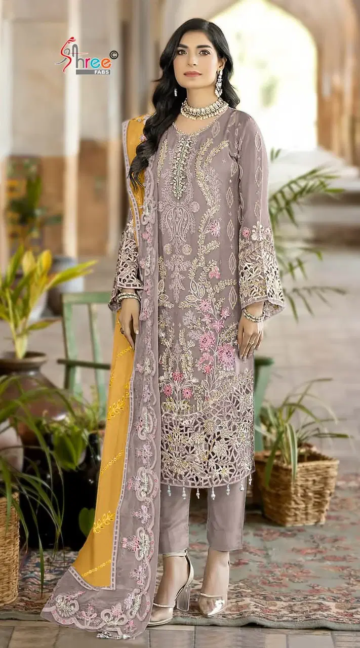 Shree Sf 5539 A To D Chiffon Embroidered Salwar Kameez Collection